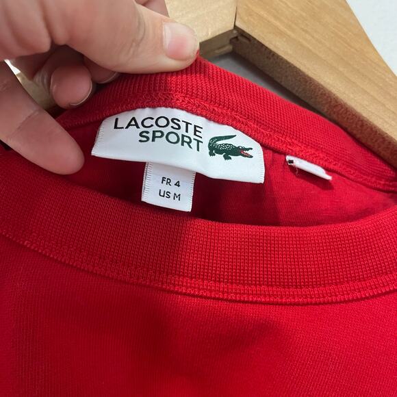 Lacoste Sport Red Sweatshirt M Men’s Crewneck Logo Graphic Athletic Streetwear - Picture 6 of 8